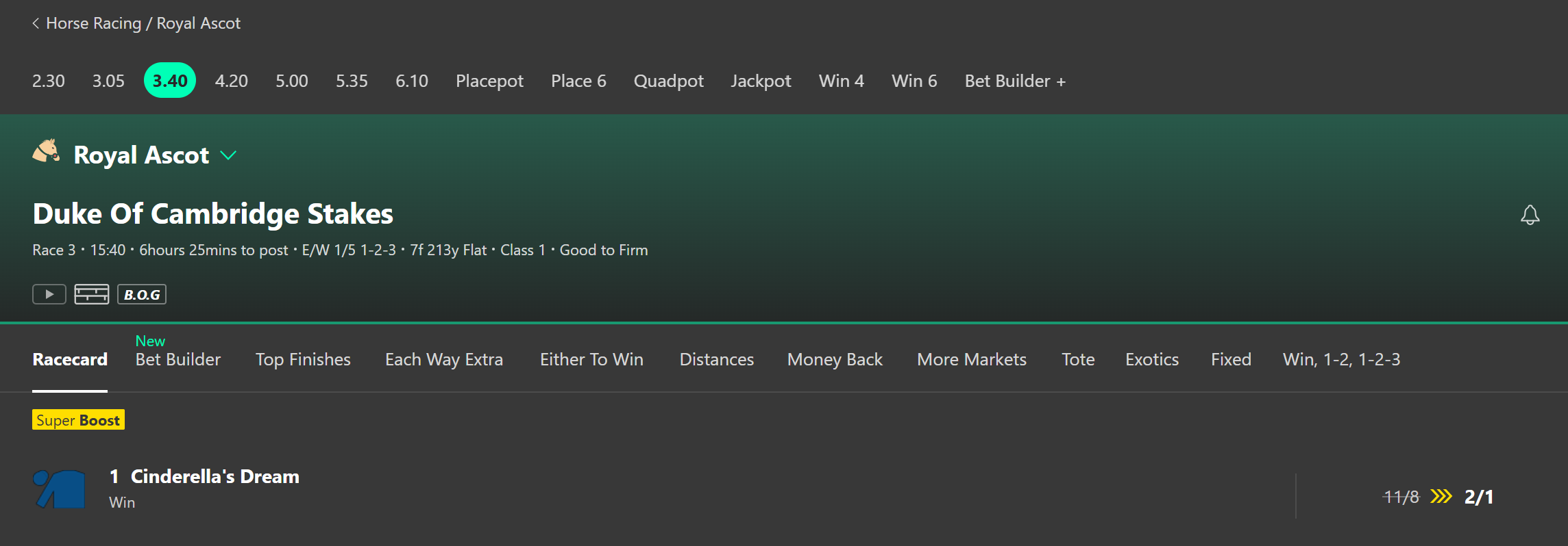Cinderella's Dream Super Boost Royal Ascot bet365